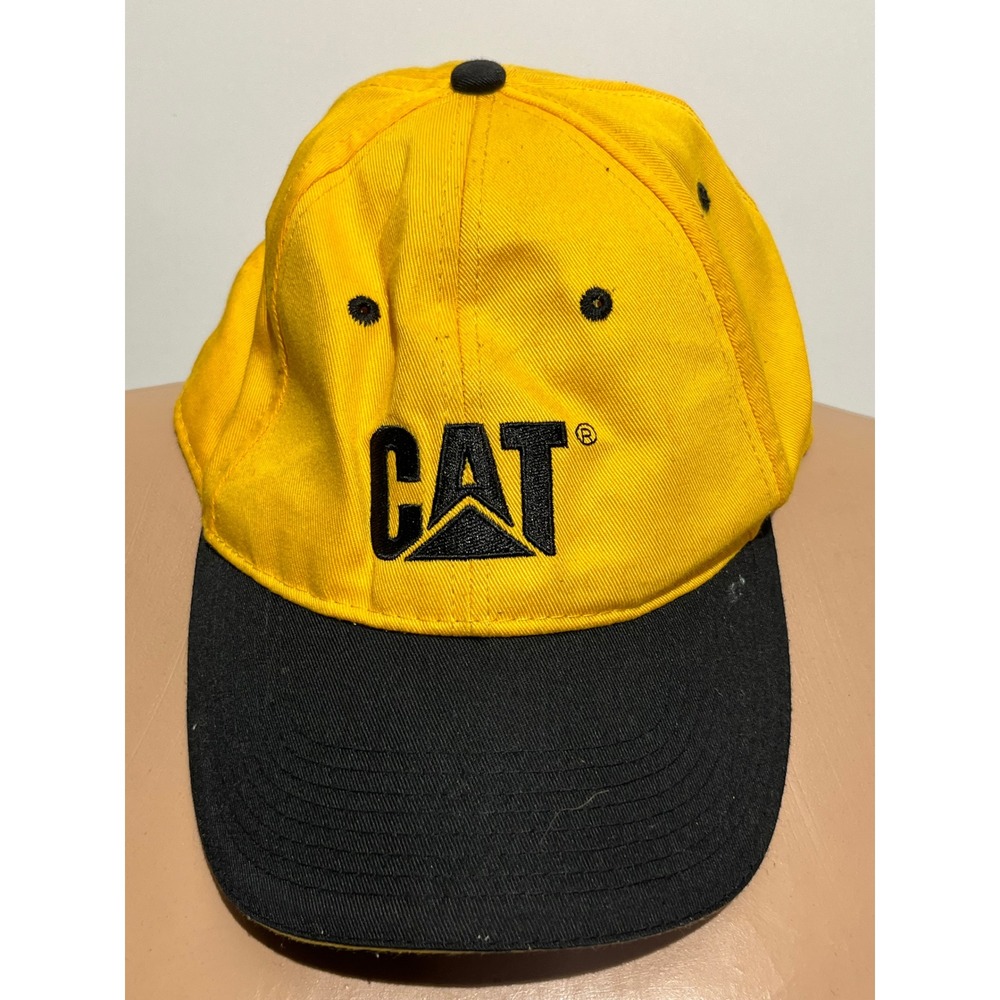 Caterpillar CAT Logo Baseball Cap Yellow Black Adjustable Workwear Hat